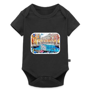 Venise Italie Aquarelle Esquisse Illustration - Body à manches courtes Premium Bébé - noir - Devant