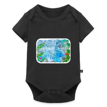 Indonésie Aquarelle Esquisse Dessinée à la Main Peinture - Body à manches courtes Premium Bébé - noir - Devant