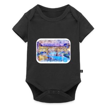 Florence Italy Italy Watercolor Sketch Painting - Baby Premium short-sleeve bodysuit - black - Front