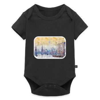 Berlin Allemagne Aquarelle Croquis Dessiné Peinture - Body à manches courtes Premium Bébé - noir - Devant