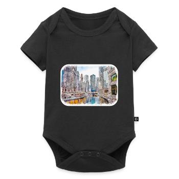 Chicago USA Watercolor Sketch Drawn Illustration - Baby Premium short-sleeve bodysuit - black - Front