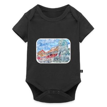 China Watercolor Sketch Hand Drawn Illustration - Baby Premium short-sleeve bodysuit - black - Front