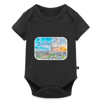 Berlin Allemagne Aquarelle Esquisse Dessinée Peinture - Body à manches courtes Premium Bébé - noir - Devant