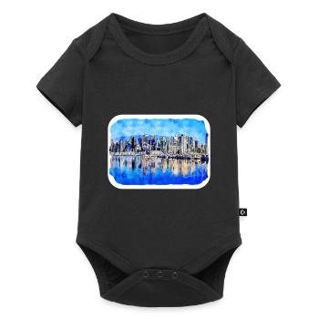 Vancouver Canada Aquarelle Esquisse Dessinée Illustrat - Body à manches courtes Premium Bébé - noir - Devant