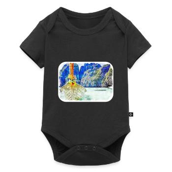 Aquarelle de voyage Esquisse dessinée à la main Illustration - Body à manches courtes Premium Bébé - noir - Devant