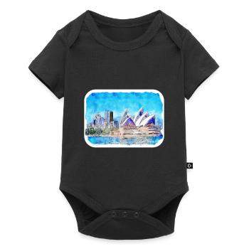 Sydney Australie Aquarelle Esquisse Dessinée Illustrat - Body à manches courtes Premium Bébé - noir - Devant