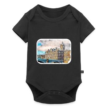 Uk Landmark Watercolor Sketch Painting Illustratio - Baby Premium short-sleeve bodysuit - black - Front