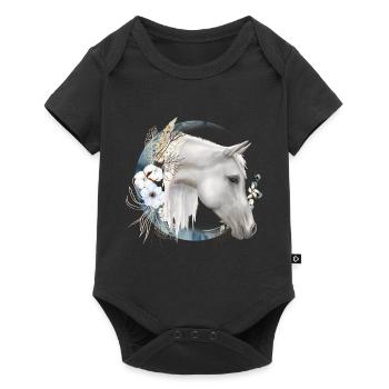 Horse motif Boho - Baby Premium short-sleeve bodysuit - black - Front