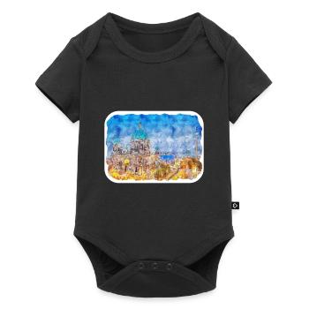 Berlin Allemagne Aquarelle Esquisse Dessinée Peinture - Body à manches courtes Premium Bébé - noir - Devant