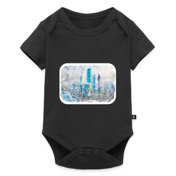 China Watercolor Sketch Hand Drawn Illustration - Baby Premium short-sleeve bodysuit - black - Front