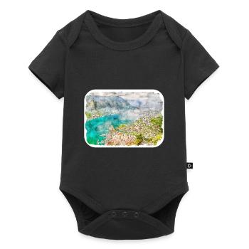 Monténégro Point de repère Aquarelle Sketch Illustration - Body à manches courtes Premium Bébé - noir - Devant