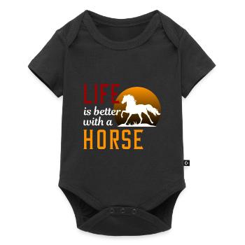 Life is better with a horse - Baby Premium short-sleeve bodysuit - black - Front