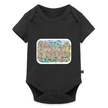 Sorrente Italie Aquarelle Esquisse Dessinée Peinture - Body à manches courtes Premium Bébé - noir - Devant