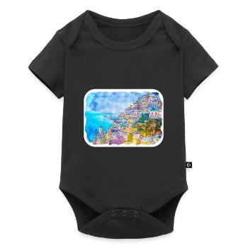 Positano Italy Watercolor Sketch Drawn Illustratio - Baby Premium short-sleeve bodysuit - black - Front