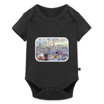 Copenhague Danemark Aquarelle Sketch Illustration - Body à manches courtes Premium Bébé - noir - Devant