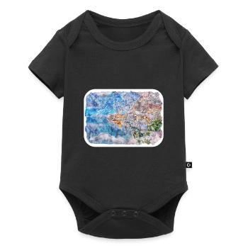 Autriche Aquarelle Esquisse Dessinée à la main Illustration - Body à manches courtes Premium Bébé - noir - Devant