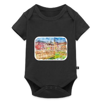 China Watercolor Sketch Hand Drawn Illustration - Baby Premium short-sleeve bodysuit - black - Front