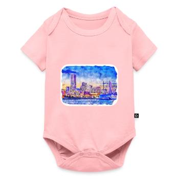Japan Watercolor Sketch Hand Drawn Illustration - Baby Premium short-sleeve bodysuit - rose - Front