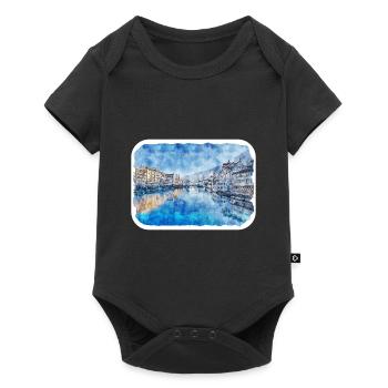 Zurich Suisse Aquarelle Sketch Illustration - Body à manches courtes Premium Bébé - noir - Devant