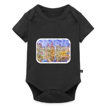 Busan South Korea Watercolor Sketch - Baby Premium short-sleeve bodysuit - black - Front