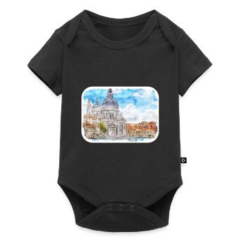 Italy Watercolor Sketch Hand Drawn Illustration - Baby Premium short-sleeve bodysuit - black - Front