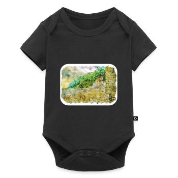 Angleterre Royaume-Uni Aquarelle Esquisse Peinture Illustration - Body à manches courtes Premium Bébé - noir - Devant