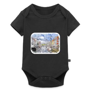 Copenhague Danemark Aquarelle Sketch Illustration - Body à manches courtes Premium Bébé - noir - Devant