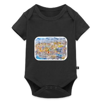 Porto Portugal Watercolor Sketch Drawn Illustratio - Baby Premium short-sleeve bodysuit - black - Front