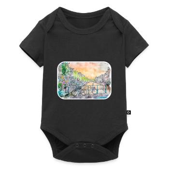 Amsterdam Netherlands Watercolor Sketch Drawing - Baby Premium short-sleeve bodysuit - black - Front