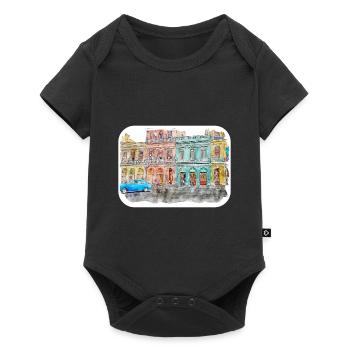 Habana Cuba Aquarelle Esquisse Dessinée Illustration - Body à manches courtes Premium Bébé - noir - Devant