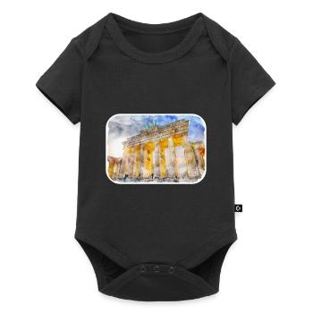 Berlin Allemagne Aquarelle Esquisse Dessinée Peinture - Body à manches courtes Premium Bébé - noir - Devant
