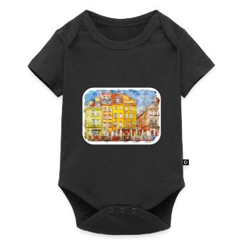 Varsovie Pologne Aquarelle Esquisse Dessin Dessiné - Body à manches courtes Premium Bébé - noir - Devant