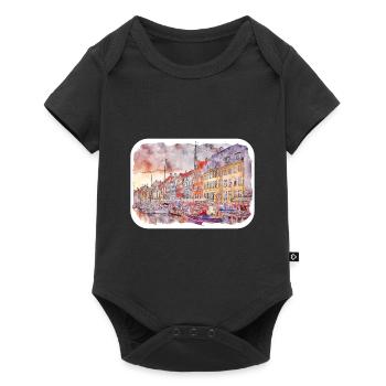 Copenhague Danemark Aquarelle Esquisse Dessinée Paintin - Body à manches courtes Premium Bébé - noir - Devant