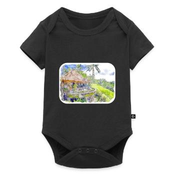 Indonesia Watercolor Sketch Hand Drawn Painting - Baby Premium short-sleeve bodysuit - black - Front