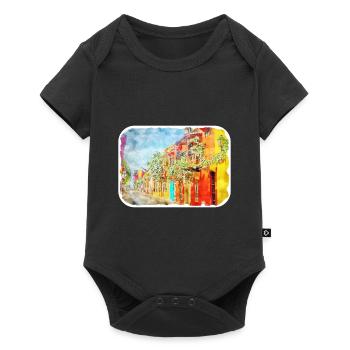 Cartagena Kolumbien Aquarell Skizze Gezeichnet Illustr - Baby Premium Kurzarmbody - Schwarz - Vorne