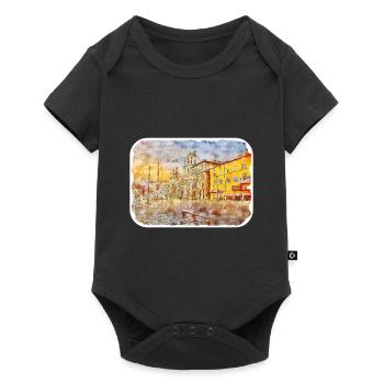 Rom Italien Aquarell Skizze Handgezeichnetes Gemälde - Baby Premium Kurzarmbody - Schwarz - Vorne