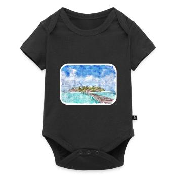 Maldives Watercolor Sketch Hand Drawn Illustration - Baby Premium short-sleeve bodysuit - black - Front