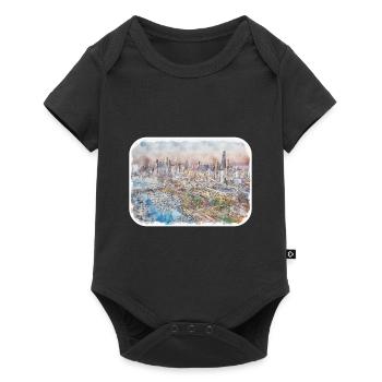 Chicago USA Watercolor Sketch Drawn Illustration - Baby Premium short-sleeve bodysuit - black - Front
