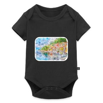 Italy Watercolor Sketch Hand Drawn Illustration - Baby Premium short-sleeve bodysuit - black - Front