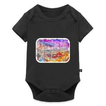 Berlin Allemagne Aquarelle Esquisse Dessinée Peinture - Body à manches courtes Premium Bébé - noir - Devant