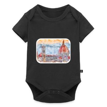 Florence Italy Watercolor Sketch Illustration - Baby Premium short-sleeve bodysuit - black - Front