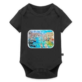 Italy Watercolor Sketch Hand Drawn Illustration - Baby Premium short-sleeve bodysuit - black - Front