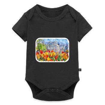 Pays-Bas Aquarelle Esquisse Dessinée Illustration - Body à manches courtes Premium Bébé - noir - Devant