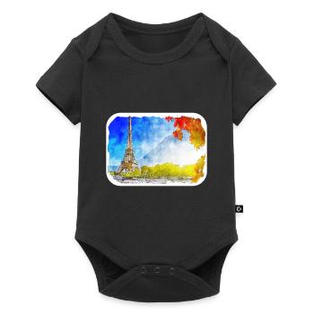 Paris France Watercolor Sketch Drawn Illustration - Baby Premium short-sleeve bodysuit - black - Front