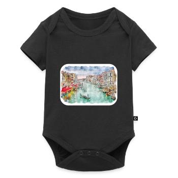 Italy Watercolor Sketch Hand Drawn Illustration - Baby Premium short-sleeve bodysuit - black - Front