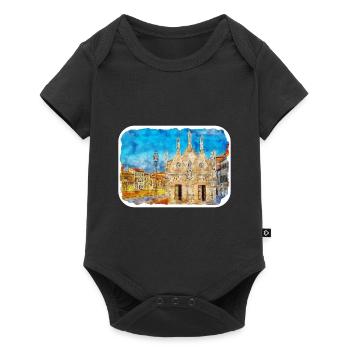 Italy Watercolor Sketch Hand Drawn Illustration - Baby Premium short-sleeve bodysuit - black - Front