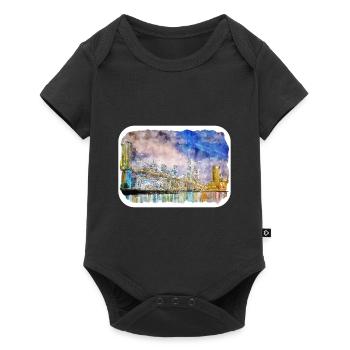 New York Usa Watercolor Sketch Drawing - Baby Premium short-sleeve bodysuit - black - Front