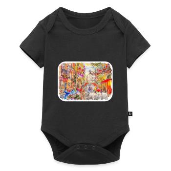 Venise Italie Aquarelle Esquisse Illustration - Body à manches courtes Premium Bébé - noir - Devant