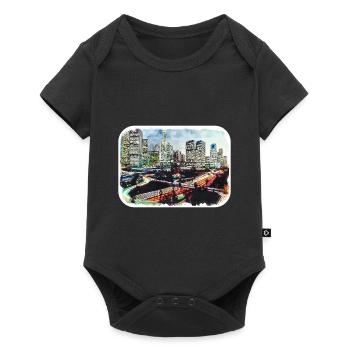 Los Angeles USA Aquarelle Sketch Illustration - Body à manches courtes Premium Bébé - noir - Devant