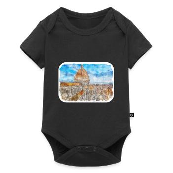 Florence Italie Aquarelle Esquisse Peinture Dessinée - Body à manches courtes Premium Bébé - noir - Devant